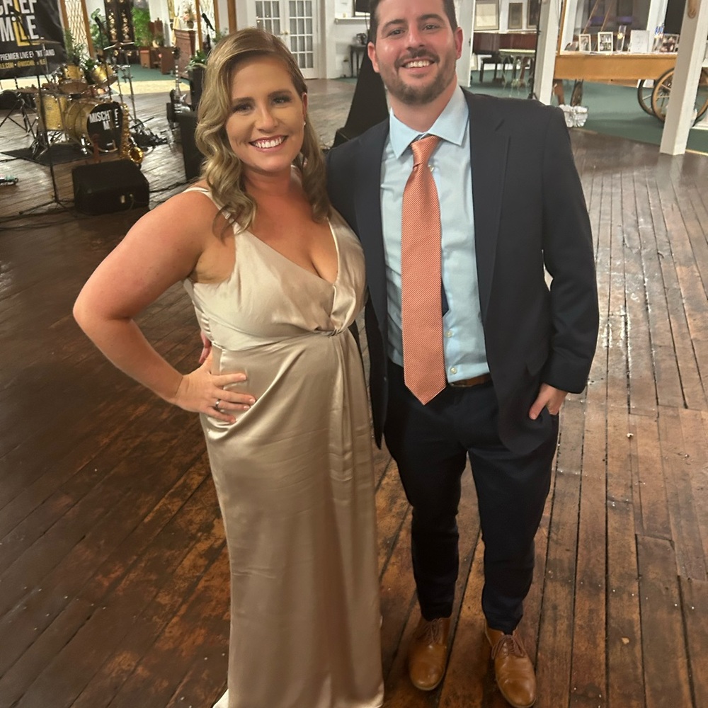 Satin gold champagne dress